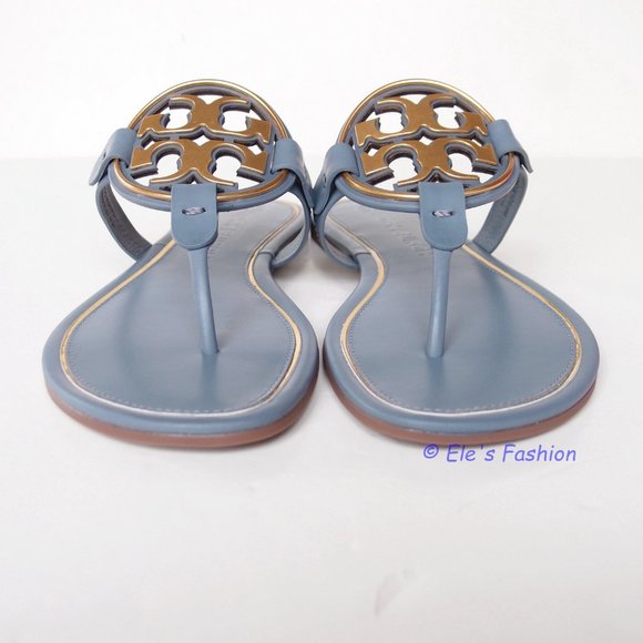 ❤️ New Tory Burch Metal Miller Leather Sandal BLUE US 8 9 9.5 AUTHENTIC - Picture 9 of 16